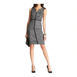 Ann‎ Taylor Gray & Black Sleeveless Tweed Pencil Dress Women Size 10
